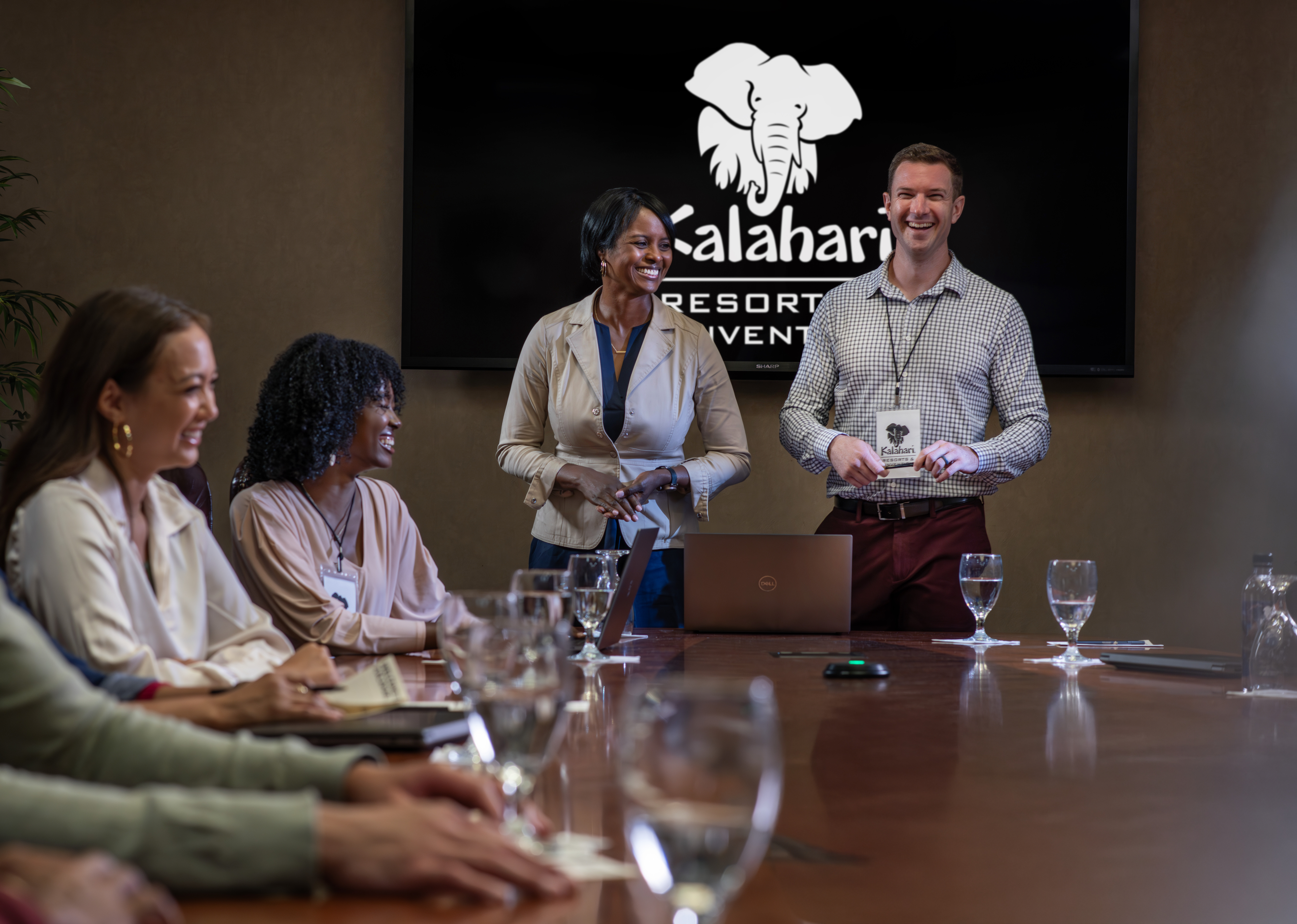 Two people presenting in meeting