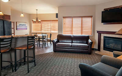 An interior of a Kalahari Resorts hotel room.