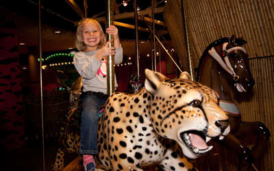 Young girl riding on the Merry-go-round