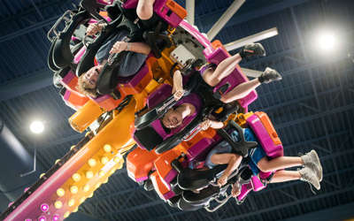 Guests enjoying the G-Force One Tom Foolerys Adventure Park ride.