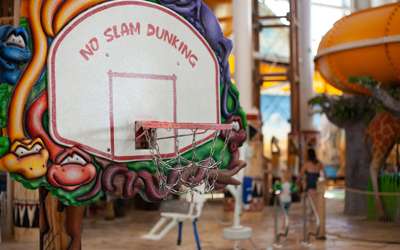 Basketball Hoop in the indoor waterpark pool.