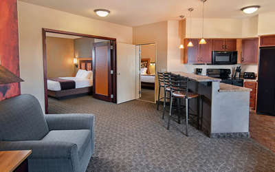 An interior of a Kalahari Resorts hotel room.