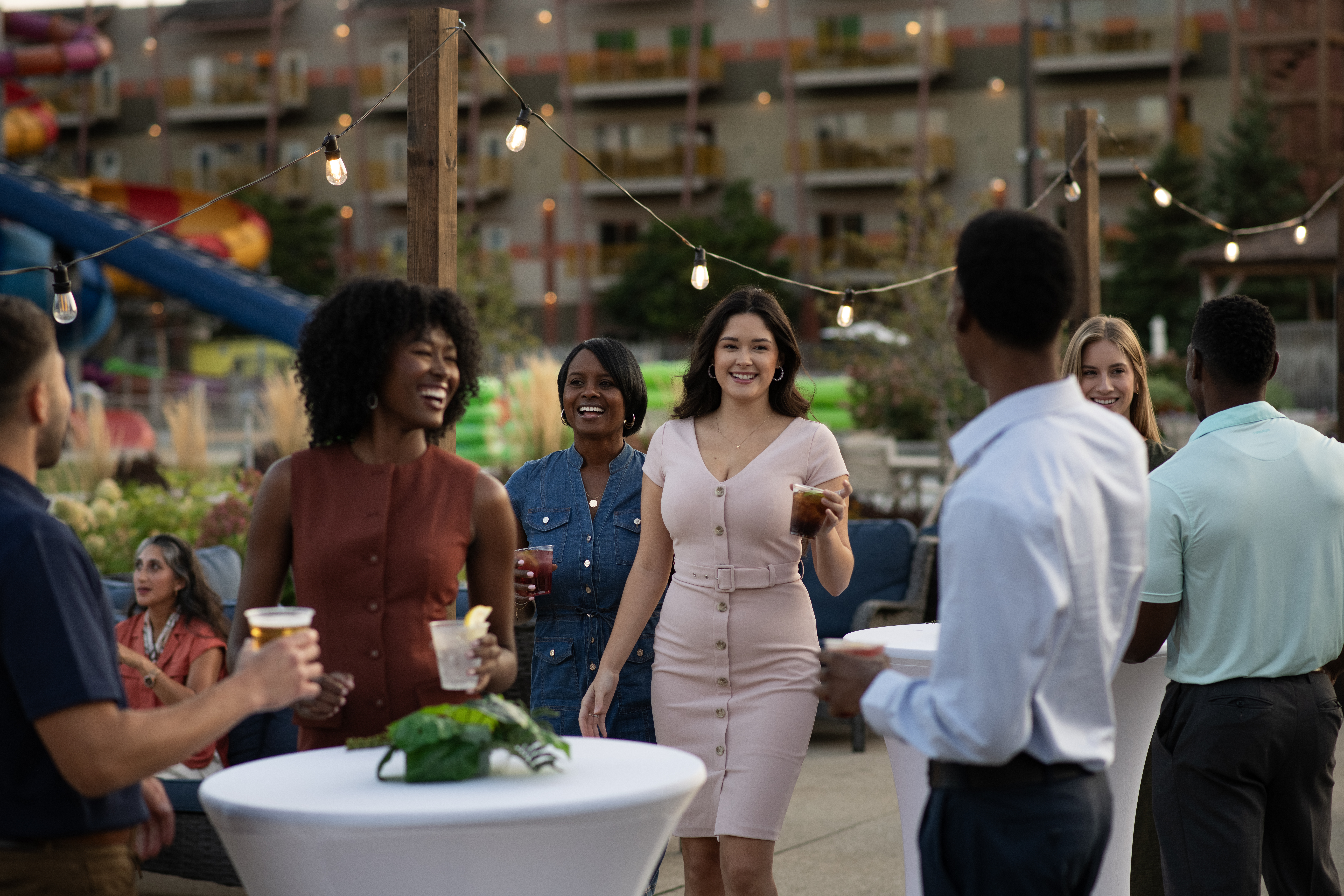 People at outdoor happy hour