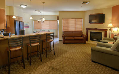 Village suite living room and kitchen