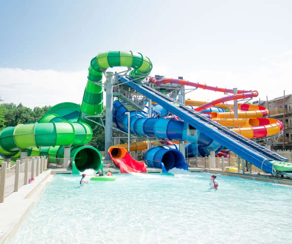 view of the waterslide tower in Sandusky, OH